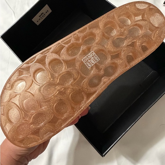 Coach Dark Gold Ulyssa Rubber Slides - Picture 3 of 3
